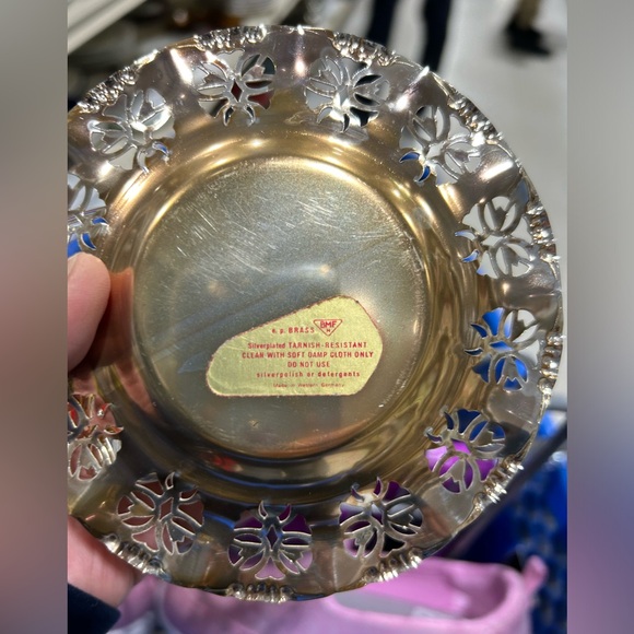 Vintage West German BMF Silver Plated Brass with Glass Inserts Cups & Saucers - Picture 9 of 14